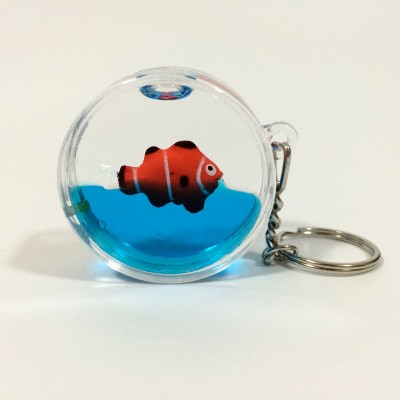 Cheap Floating Keyring Clear Plastic Swimming Fish Acrylic Round Keychain