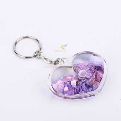 Wholesale High Quality Aqua Keychain Glitter Heart Liquid Keychains